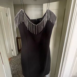 ZARA - Fringed Black Mini Dress -M